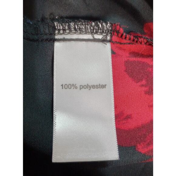Maurices Blouse Womens XL Black Red Floral Chiffon Crisscross Semi Sheer Top - Picture 6 of 7